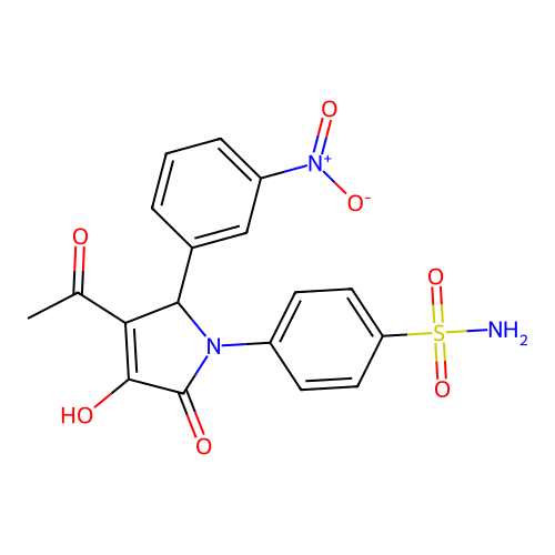 4-[3-acetyl-4-hydroxy-2-(3-nitrophenyl)-5-oxo-2H-pyrrol-1-yl]benzenesulfonamide structure