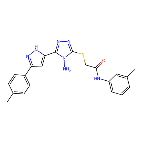 2-((4-amino-5-(3-(p-tolyl)-1H-pyrazol-5-yl)-4H-1,2,4-triazol-3-yl)thio)-N-(m-tolyl)acetamide structure