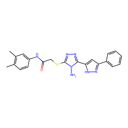 2-((4-amino-5-(3-phenyl-1H-pyrazol-5-yl)-4H-1,2,4-triazol-3-yl)thio)-N-(3,4-dimethylphenyl)acetamide structure