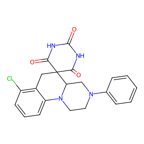 7'-chloro-3'-phenylspiro[1,3-diazinane-5,5'-2,4,4a,6-tetrahydro-1H-pyrazino[1,2-a]quinoline]-2,4,6-trione structure