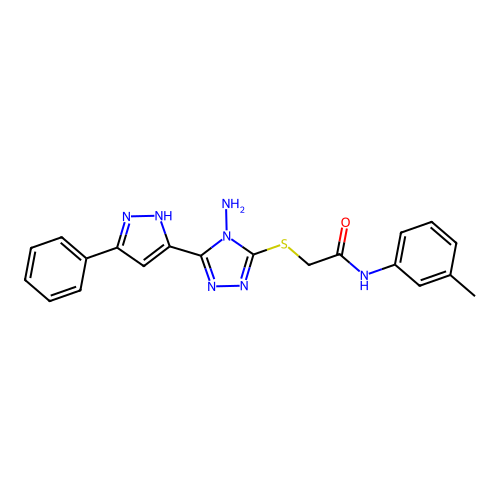 2-((4-amino-5-(3-phenyl-1H-pyrazol-5-yl)-4H-1,2,4-triazol-3-yl)thio)-N-(m-tolyl)acetamide structure