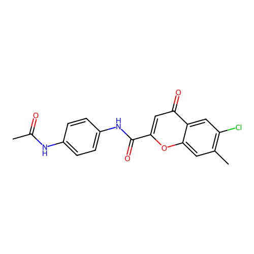 N-[4-(acetylamino)phenyl]-6-chloro-7-methyl-4-oxo-4H-chromene-2-carboxamide structure