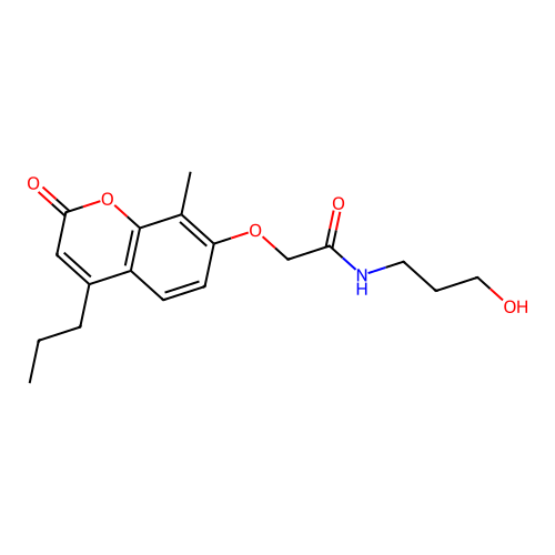 N-(3-hydroxypropyl)-2-((8-methyl-2-oxo-4-propyl-2H-chromen-7-yl)oxy)acetamide structure