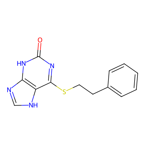 6-[(2-phenylethyl)sulfanyl]-7H-purin-2-ol structure