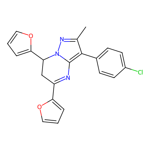 3-(4-Chlorophenyl)-5,7-di(2-furyl)-2-methyl-6,7-dihydropyrazolo[1,5-a]pyrimidine structure