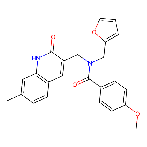 N-(furan-2-ylmethyl)-N-((2-hydroxy-7-methylquinolin-3-yl)methyl)-4-methoxybenzamide structure