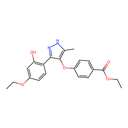 ethyl 4-((3-(4-ethoxy-2-hydroxyphenyl)-5-methyl-1H-pyrazol-4-yl)oxy)benzoate structure