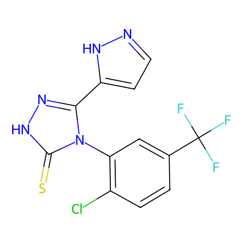 4-(2-Chloro-5-trifluoromethylphenyl)-5-(2H-pyrazol-3-yl)-4H-[1,2,4]triazole-3-thiol structure