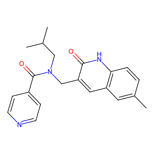 N-((2-hydroxy-6-methylquinolin-3-yl)methyl)-N-isobutylisonicotinamide structure