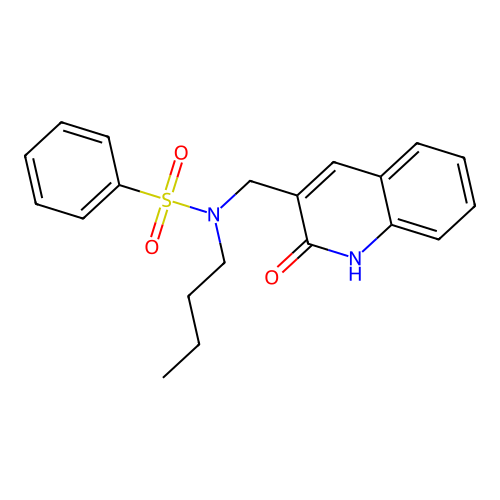 N-butyl-N-((2-hydroxyquinolin-3-yl)methyl)benzenesulfonamide structure