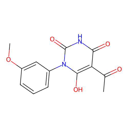 5-acetyl-6-hydroxy-1-(3-methoxyphenyl)pyrimidine-2,4(1H,3H)-dione structure