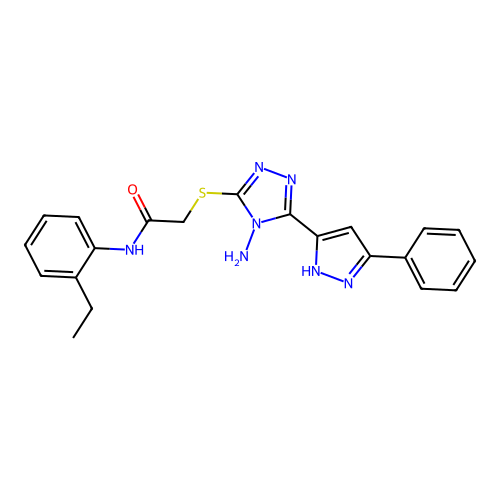2-[4-amino-5-(3-phenylpyrazol-5-yl)(1,2,4-triazol-3-ylthio)]-N-(2-ethylphenyl) acetamide structure