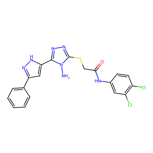2-((4-amino-5-(3-phenyl-1H-pyrazol-5-yl)-4H-1,2,4-triazol-3-yl)thio)-N-(3,4-dichlorophenyl)acetamide structure