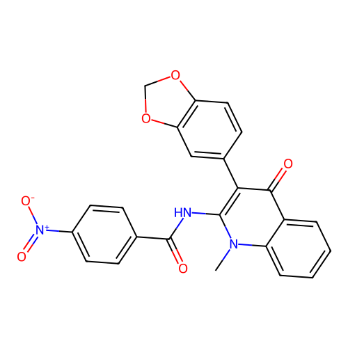 N-(3-benzo[1,3]dioxol-5-yl-1-methyl-4-oxo-quinolin-2-yl)-4-nitro-benzamide structure