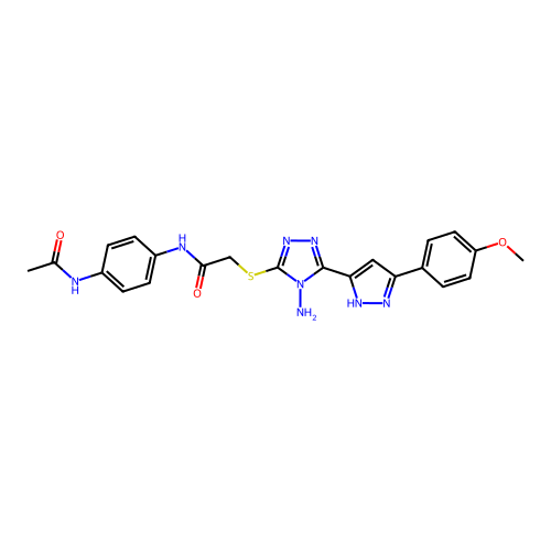 N-(4-acetamidophenyl)-2-((4-amino-5-(3-(4-methoxyphenyl)-1H-pyrazol-5-yl)-4H-1,2,4-triazol-3-yl)thio)acetamide structure