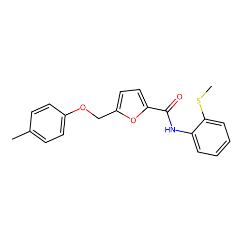 5-[(4-methylphenoxy)methyl]-N-[2-(methylsulfanyl)phenyl]furan-2-carboxamide structure