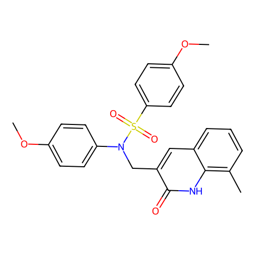 4-methoxy-N-(4-methoxyphenyl)-N-[(8-methyl-2-oxo-1H-quinolin-3-yl)methyl]benzenesulfonamide structure