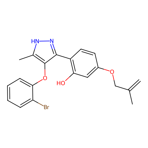 2-(4-(2-bromophenoxy)-5-methyl-1H-pyrazol-3-yl)-5-((2-methylallyl)oxy)phenol structure