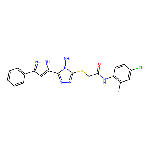 2-((4-amino-5-(3-phenyl-1H-pyrazol-5-yl)-4H-1,2,4-triazol-3-yl)thio)-N-(4-chloro-2-methylphenyl)acetamide structure