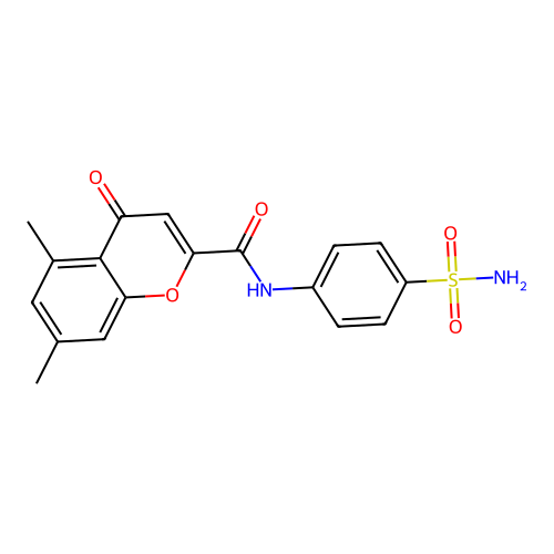 N-[4-(aminosulfonyl)phenyl]-5,7-dimethyl-4-oxo-4H-chromene-2-carboxamide structure