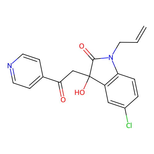 5-Chloro-3-hydroxy-3-(2-oxo-2-pyridin-4-ylethyl)-1-prop-2-enylindol-2-one structure
