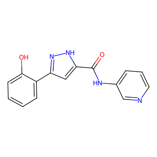 5-(2-hydroxyphenyl)-N-(pyridin-3-yl)-1H-pyrazole-3-carboxamide structure
