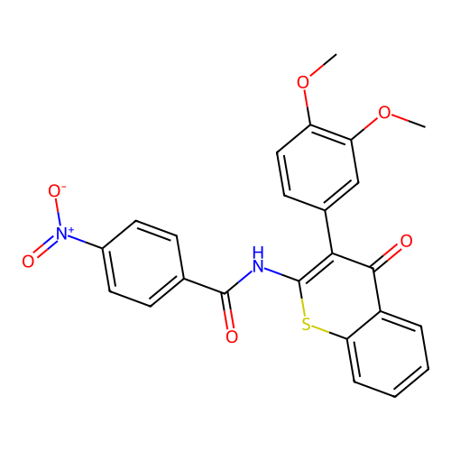 N-(3-(3,4-dimethoxyphenyl)-4-oxo-4H-thiochromen-2-yl)-4-nitrobenzamide structure