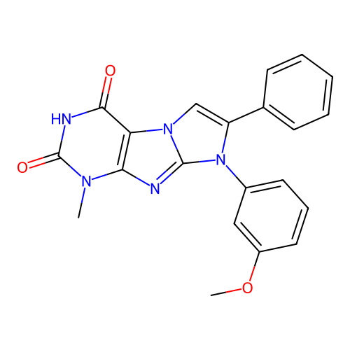 8-(3-methoxyphenyl)-1-methyl-7-phenyl-1H-imidazo[2,1-f]purine-2,4(3H,8H)-dione structure