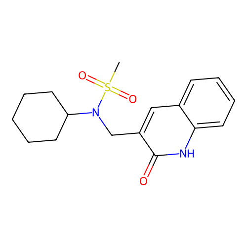 N-cyclohexyl-N-((2-hydroxyquinolin-3-yl)methyl)methanesulfonamide structure