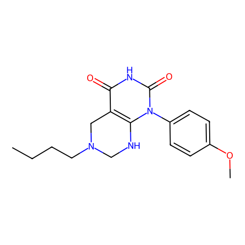 6-butyl-1-(4-methoxyphenyl)-5,6,7,8-tetrahydropyrimido[4,5-d]pyrimidine-2,4(1H,3H)-dione structure