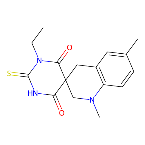1-ethyl-1',6'-dimethyl-2-sulfanyl-1',4'-dihydro-2'H,4H-spiro[pyrimidine-5,3'-quinoline]-4,6(1H)-dione structure