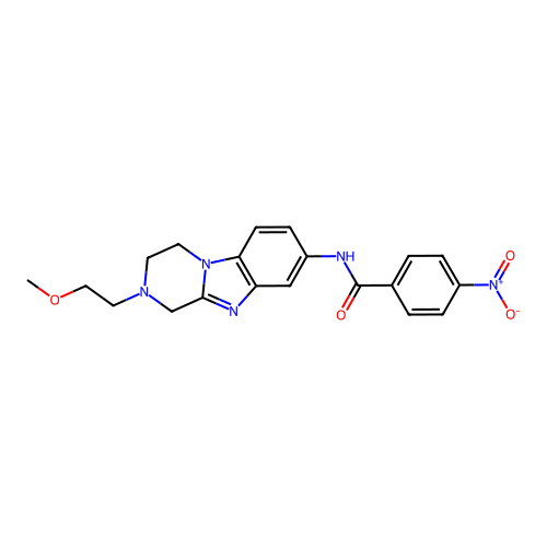 N-[2-(2-methoxyethyl)-3,4-dihydro-1H-pyrazino[1,2-a]benzimidazol-8-yl]-4-nitrobenzamide structure