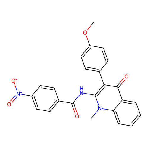 N-(3-(4-methoxyphenyl)-1-methyl-4-oxo-1,4-dihydroquinolin-2-yl)-4-nitrobenzamide structure