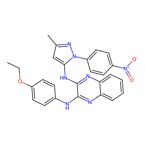 2-N-(4-ethoxyphenyl)-3-N-[5-methyl-2-(4-nitrophenyl)pyrazol-3-yl]quinoxaline-2,3-diamine structure
