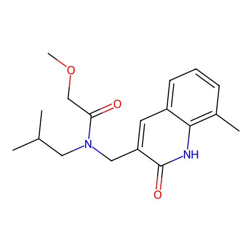 N-((2-hydroxy-8-methylquinolin-3-yl)methyl)-N-isobutyl-2-methoxyacetamide structure