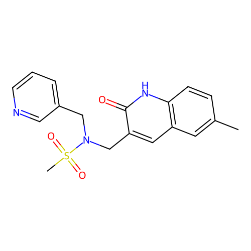N-((2-hydroxy-6-methylquinolin-3-yl)methyl)-N-(pyridin-3-ylmethyl)methanesulfonamide structure