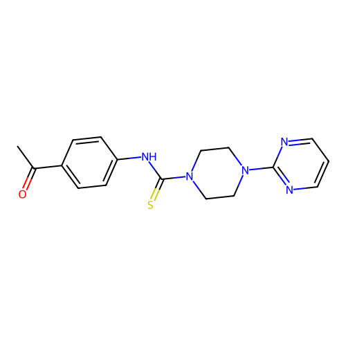 N-(4-acetylphenyl)-4-pyrimidin-2-ylpiperazine-1-carbothioamide structure
