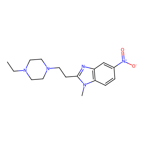 2-[2-(4-ethylpiperazin-1-yl)ethyl]-1-methyl-5-nitro-1H-benzimidazole structure