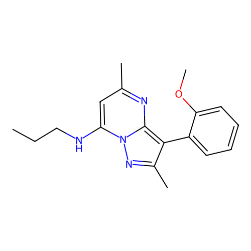 3-(2-methoxyphenyl)-2,5-dimethyl-N-propylpyrazolo[1,5-a]pyrimidin-7-amine structure