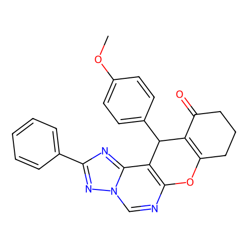 12-(4-methoxyphenyl)-2-phenyl-8,9,10,12-tetrahydro-11H-chromeno[3,2-e][1,2,4]triazolo[1,5-c]pyrimidin-11-one structure