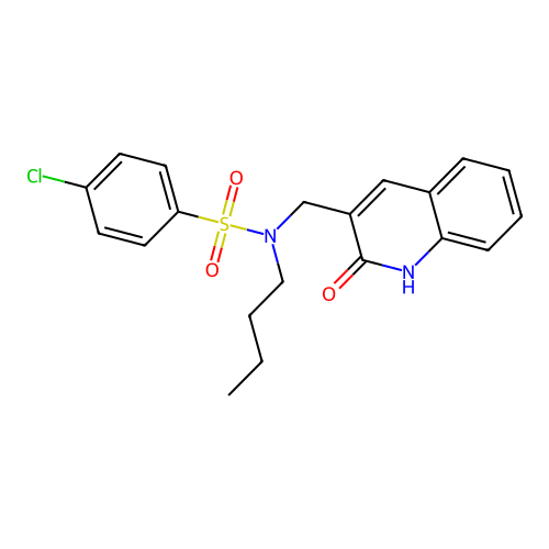 N-butyl-4-chloro-N-[(2-oxo-1H-quinolin-3-yl)methyl]benzenesulfonamide structure