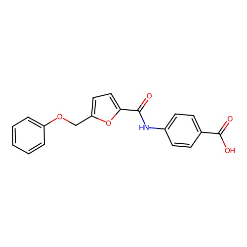 4-({[5-(Phenoxymethyl)furan-2-yl]carbonyl}amino)benzoic acid structure