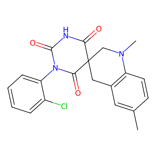 3-(2-chlorophenyl)-6-hydroxy-1',6'-dimethyl-1',4'-dihydro-2H,2'H-spiro[pyrimidine-5,3'-quinoline]-2,4(3H)-dione structure