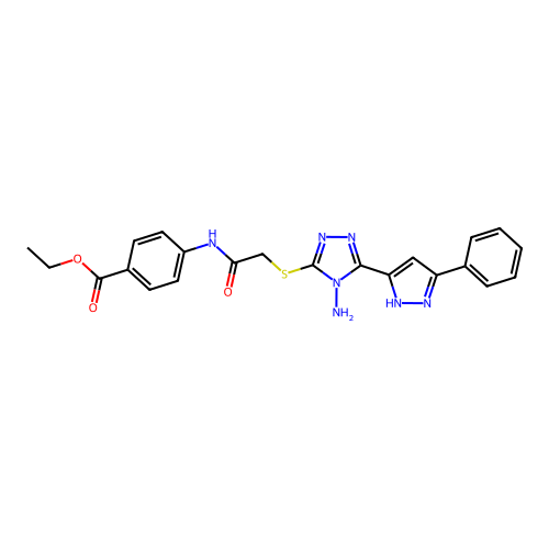ethyl 4-(2-((4-amino-5-(3-phenyl-1H-pyrazol-5-yl)-4H-1,2,4-triazol-3-yl)thio)acetamido)benzoate structure