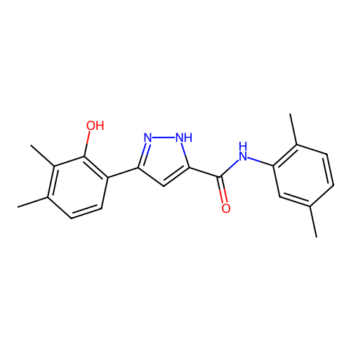 N-(2,5-dimethylphenyl)-5-(2-hydroxy-3,4-dimethylphenyl)-1H-pyrazole-3-carboxamide structure