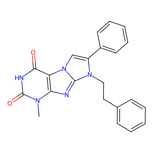 1-methyl-8-phenethyl-7-phenyl-1H-imidazo[2,1-f]purine-2,4(3H,8H)-dione structure