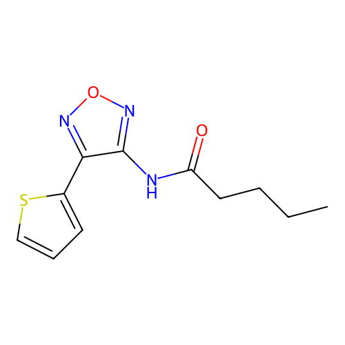 N-[4-(thiophen-2-yl)-1,2,5-oxadiazol-3-yl]pentanamide structure