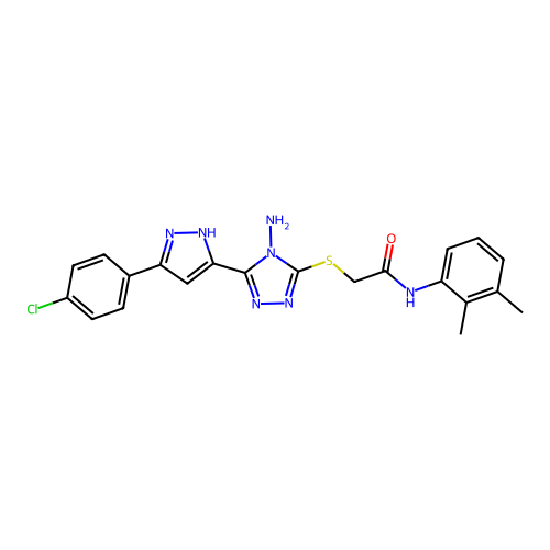 2-((4-amino-5-(3-(4-chlorophenyl)-1H-pyrazol-5-yl)-4H-1,2,4-triazol-3-yl)thio)-N-(2,3-dimethylphenyl)acetamide structure
