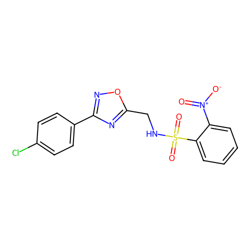 N-((3-(4-chlorophenyl)-1,2,4-oxadiazol-5-yl)methyl)-2-nitrobenzenesulfonamide structure