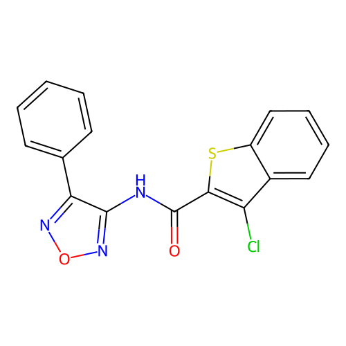 3-chloro-N-(4-phenyl-1,2,5-oxadiazol-3-yl)-1-benzothiophene-2-carboxamide structure